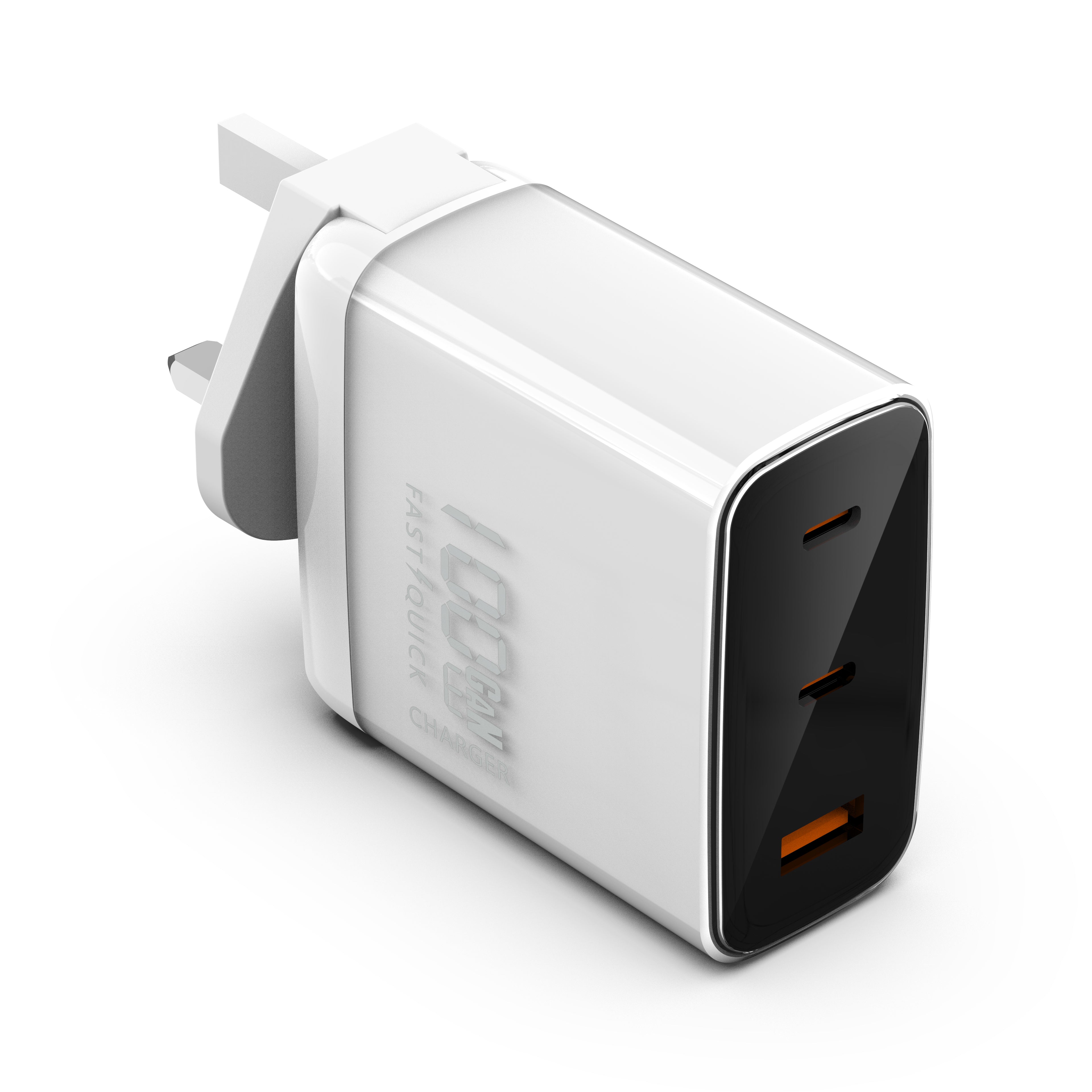 100W USB-C PD GaN charger with UK 3 pin wall plug