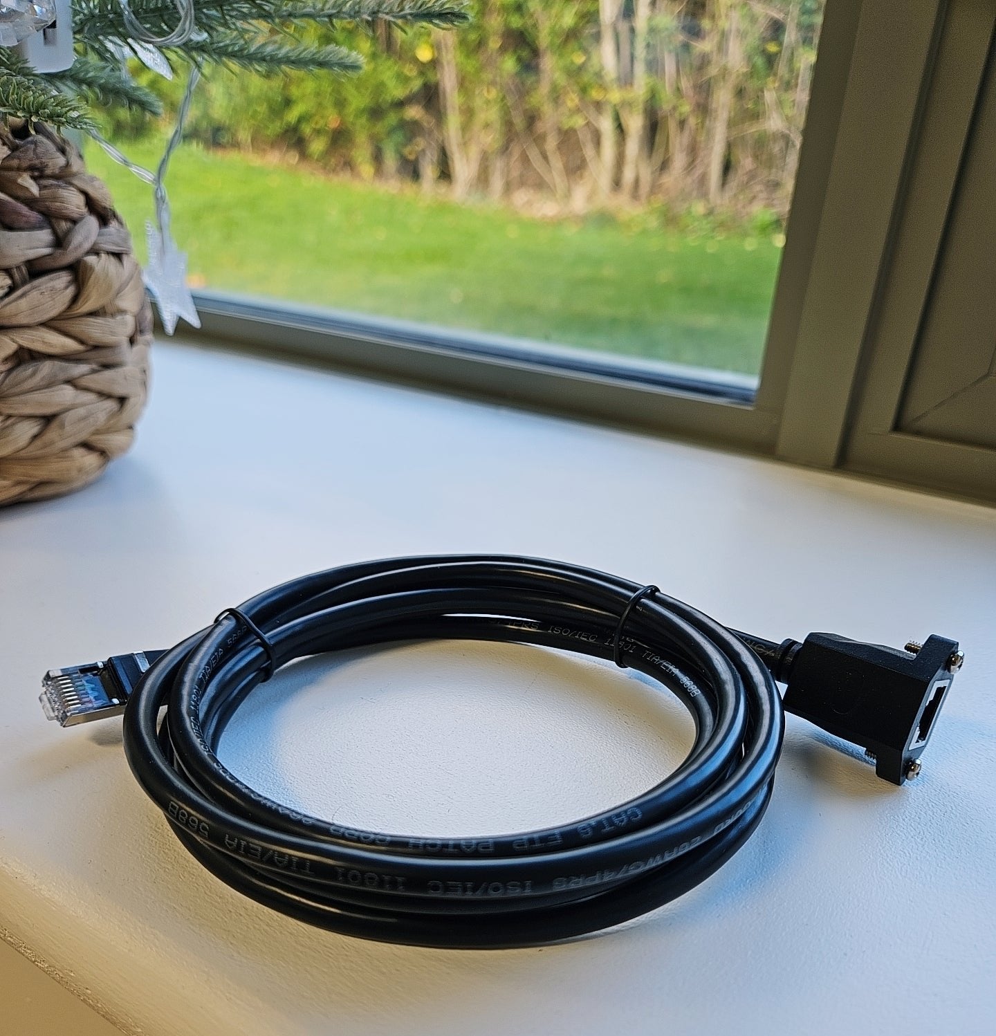 RJ45 CAT6 Male to Female Panel Mount Ethernet Lan Network Extension Cable 2m