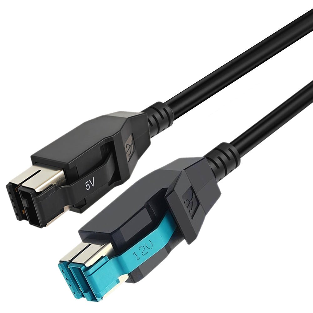 Two computer cables with different connectors on a white background