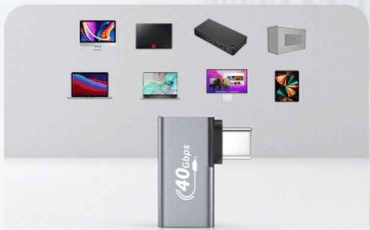 8K USB C Male to Female Data Charging OTG Angled Adapter USB 4.0 100W 40Gbps