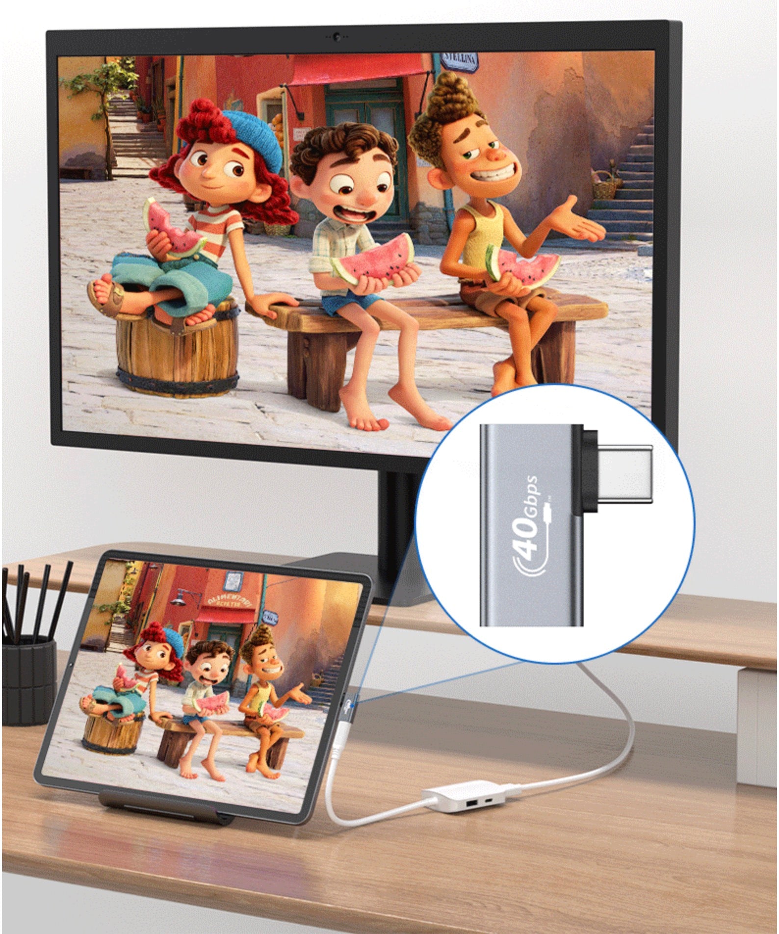 8K USB C Male to Female Data Charging OTG Angled Adapter USB 4.0 100W 40Gbps