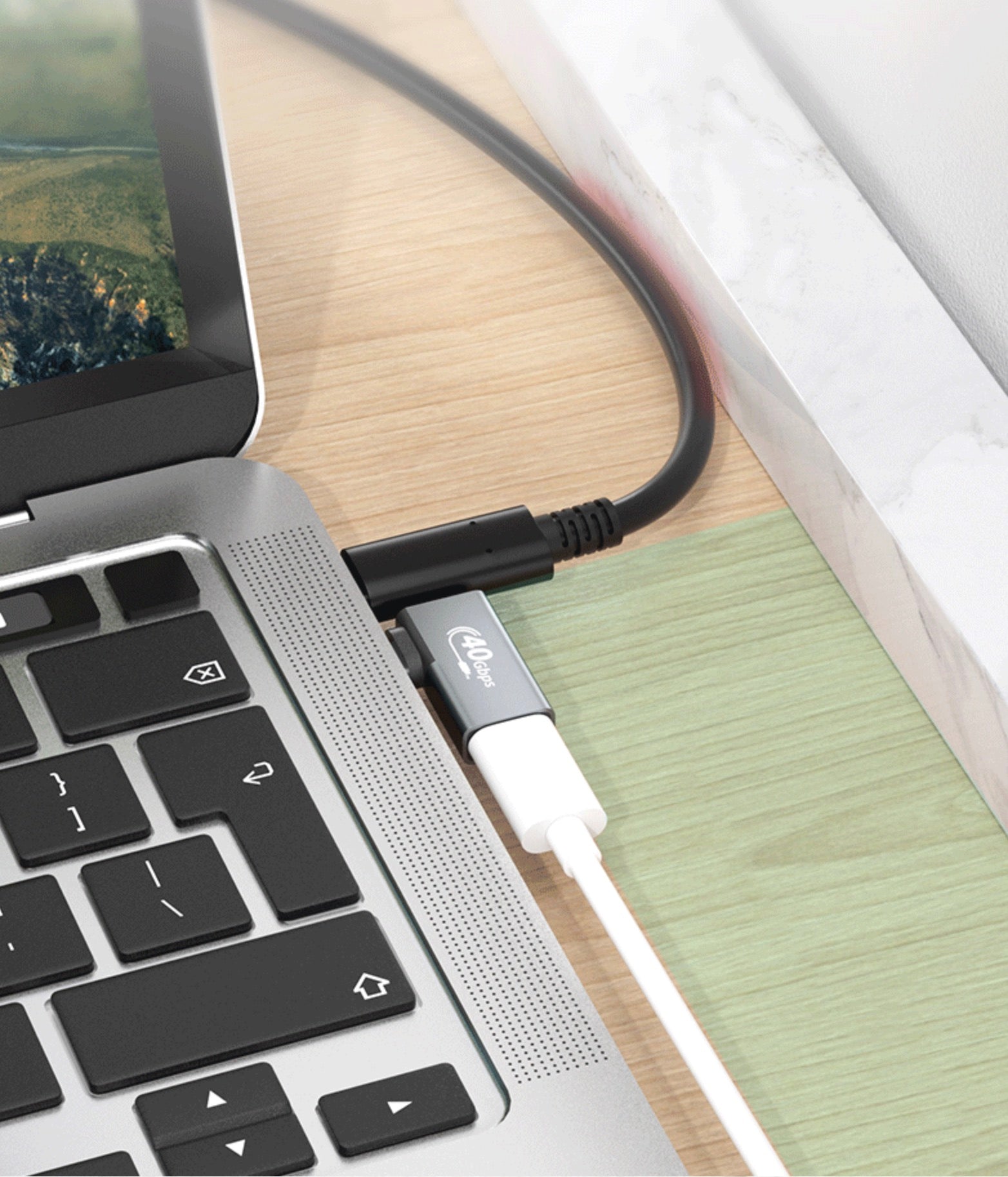 8K USB C Male to Female Data Charging OTG Angled Adapter USB 4.0 100W 40Gbps