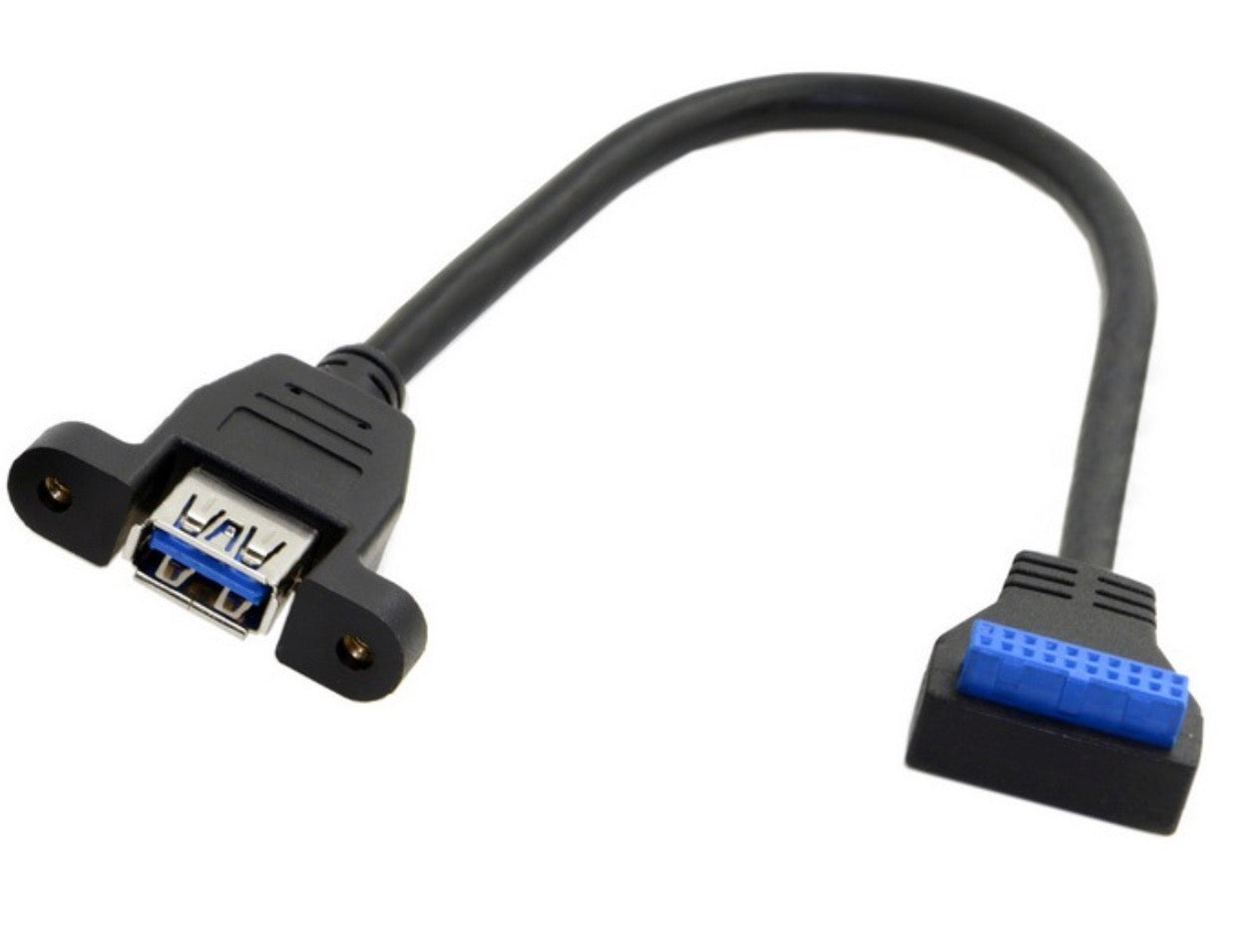 USB-A 3.0 Female Panel Mount to Motherboard 20 Pin Female Header Cable 0.25m