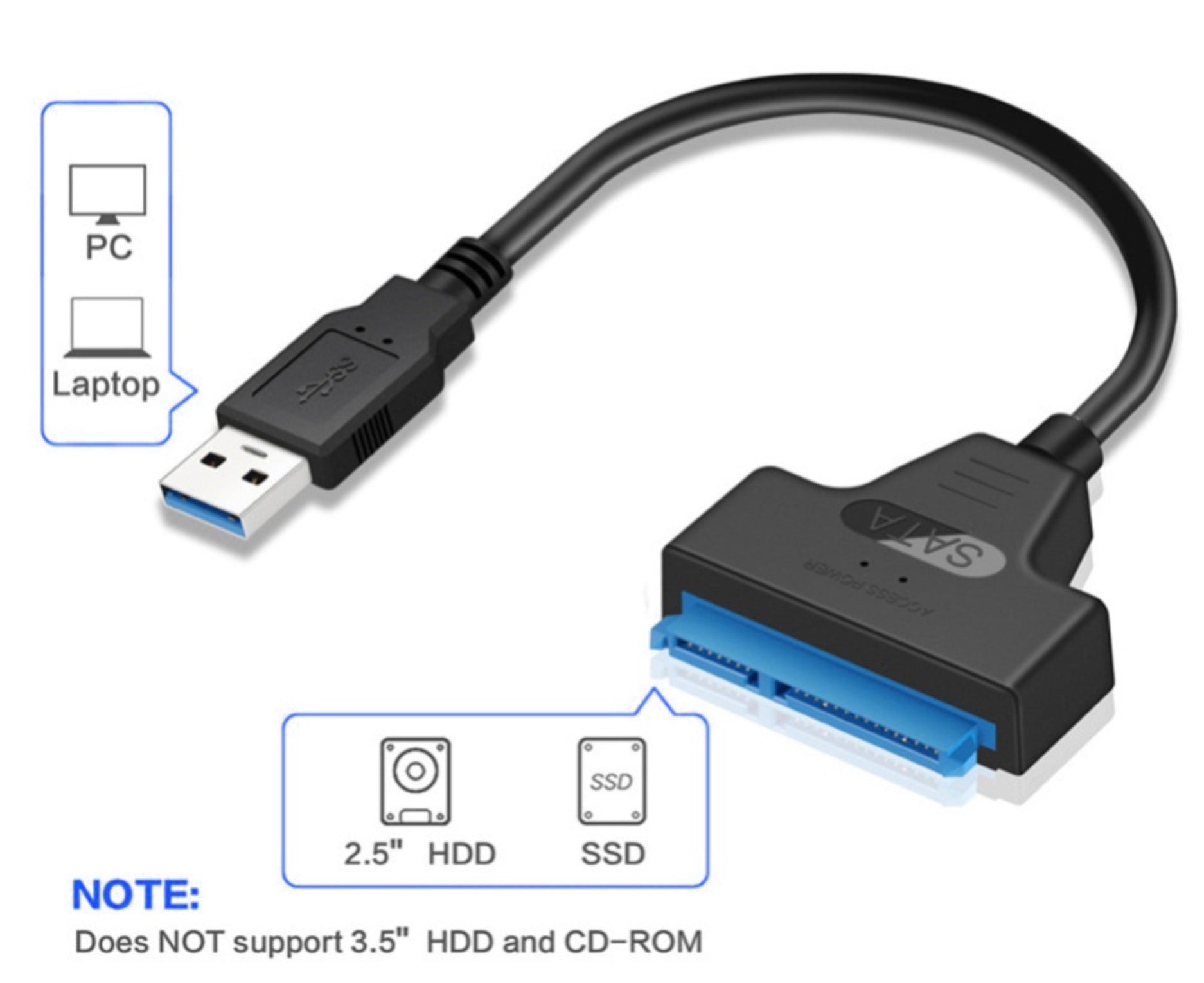 USB 3.0 to SATA Data Cable For 2.5 3.5inch Laptop Hard Disk Drive
