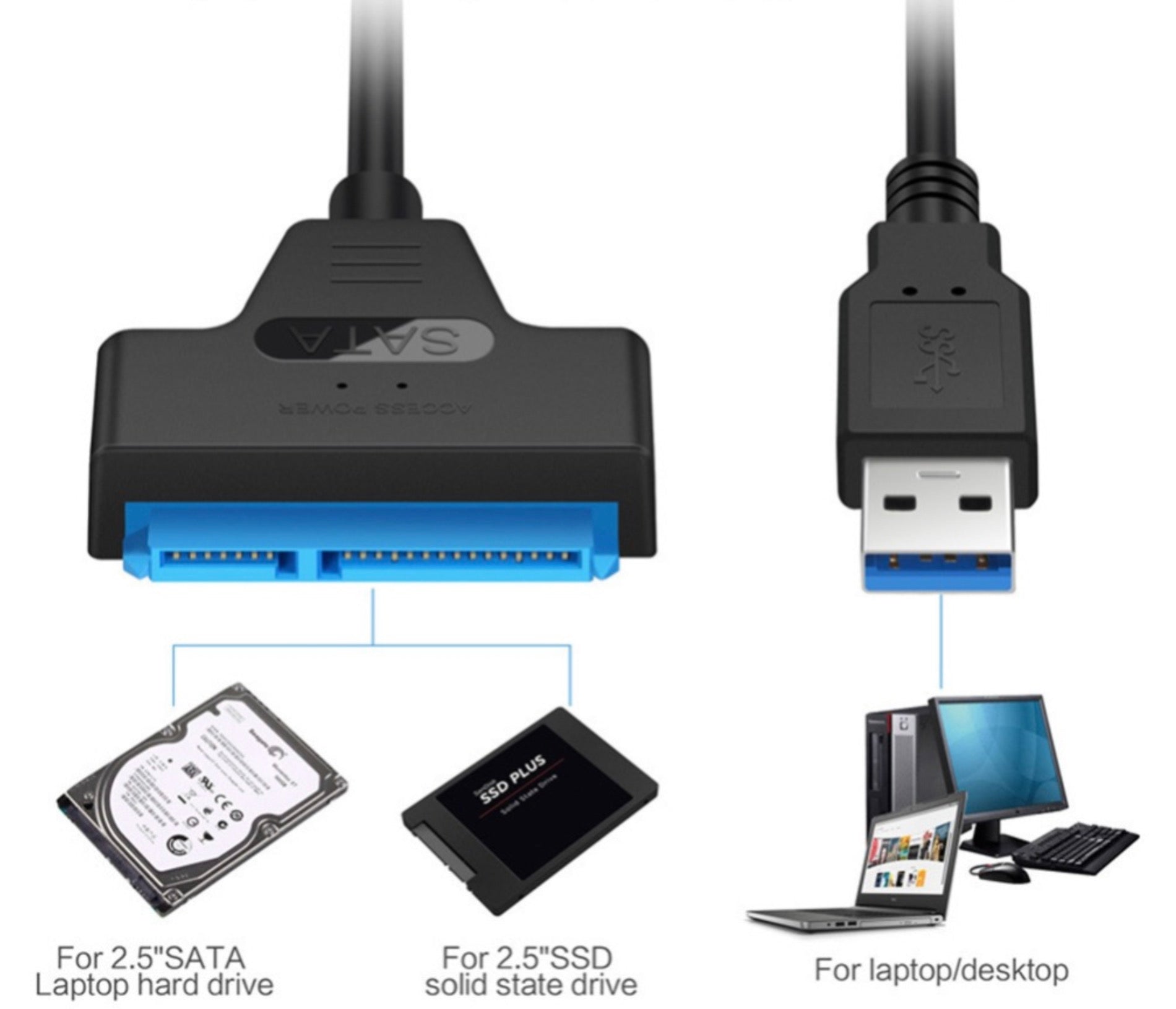 USB 3.0 to SATA Data Cable For 2.5 3.5inch Laptop Hard Disk Drive