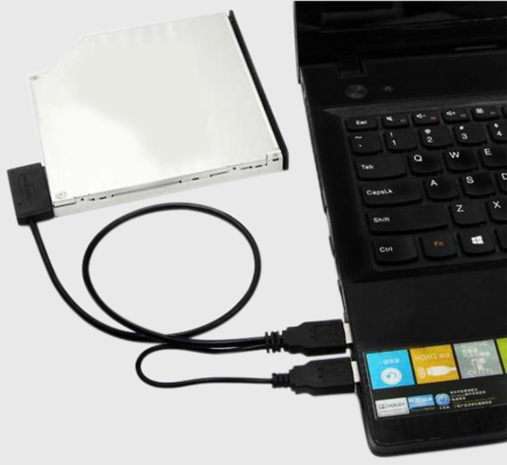 USB 2.0 to SATA II 6+7 13Pin Converter with External USB Power Supply Cable