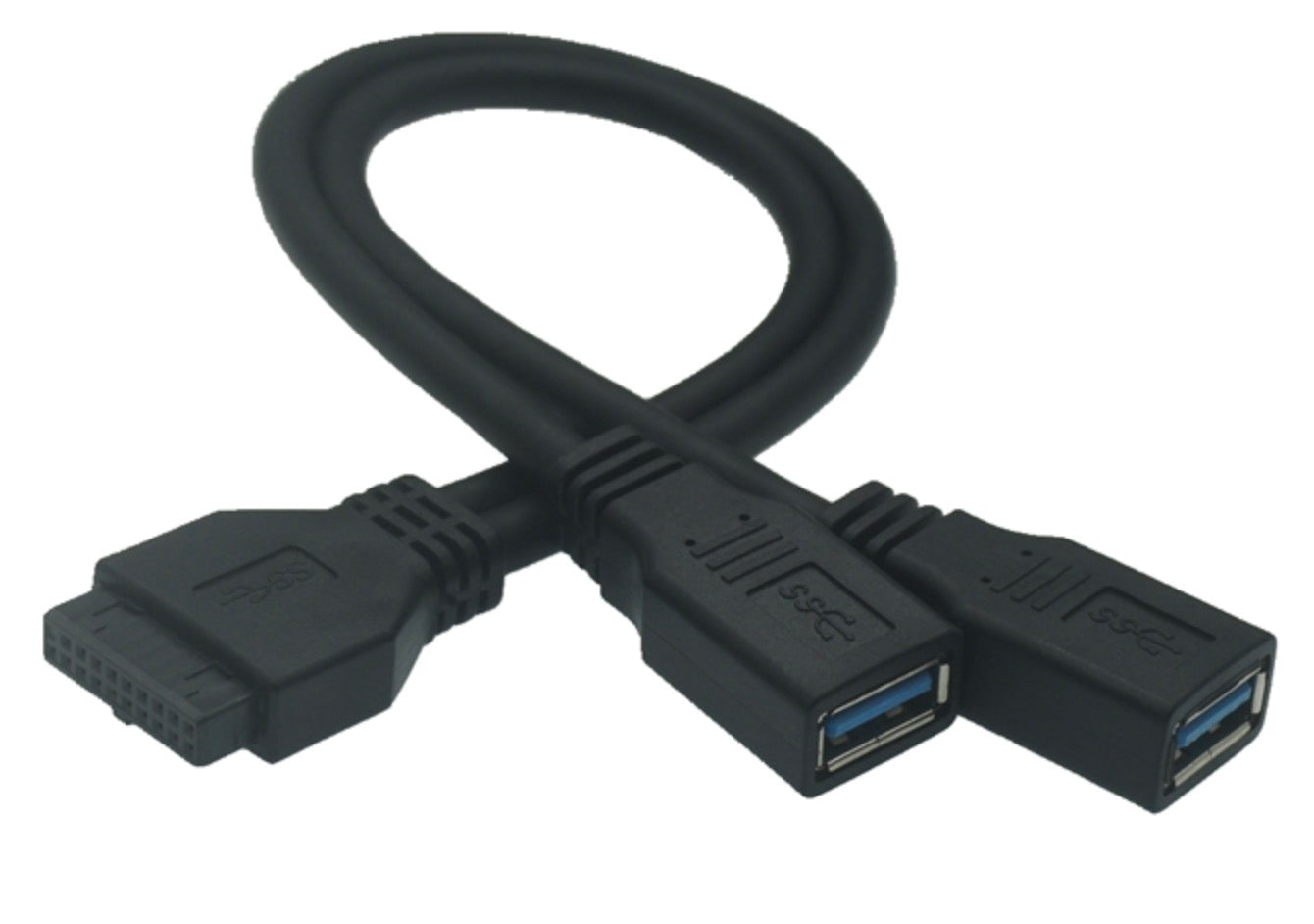 Motherboard 20pin to Dual USB 3.0 Ports Female Cable 0.3m