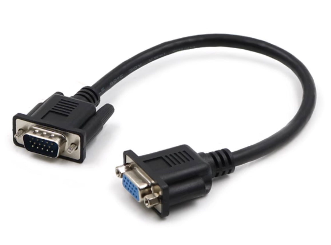 VGA 15-Pin Female-to-Female-Male Extension Cable 0.3m (30cm) – For PC Monitors & TVs