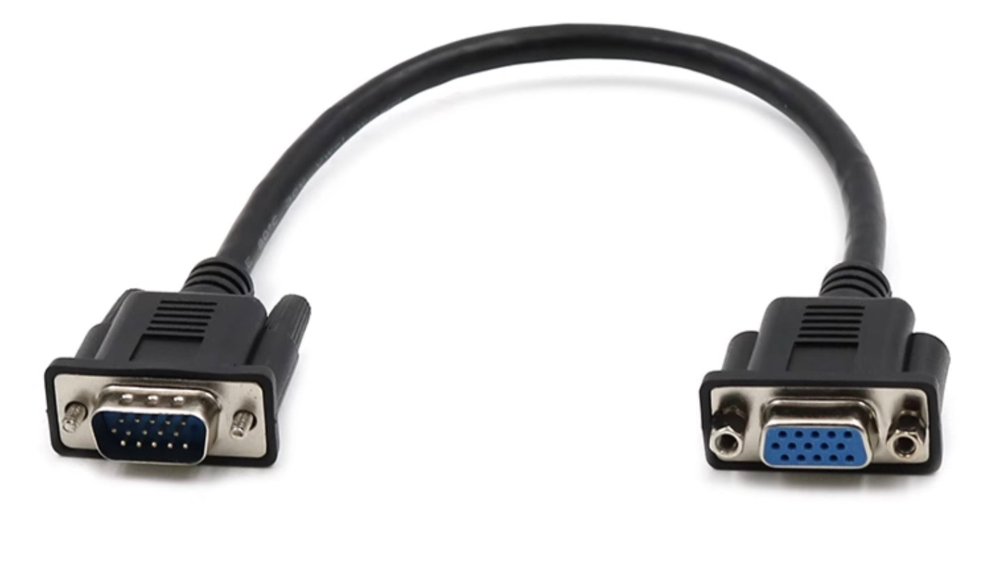 VGA 15-Pin Female-to-Female-Male Extension Cable 0.3m (30cm) – For PC Monitors & TVs