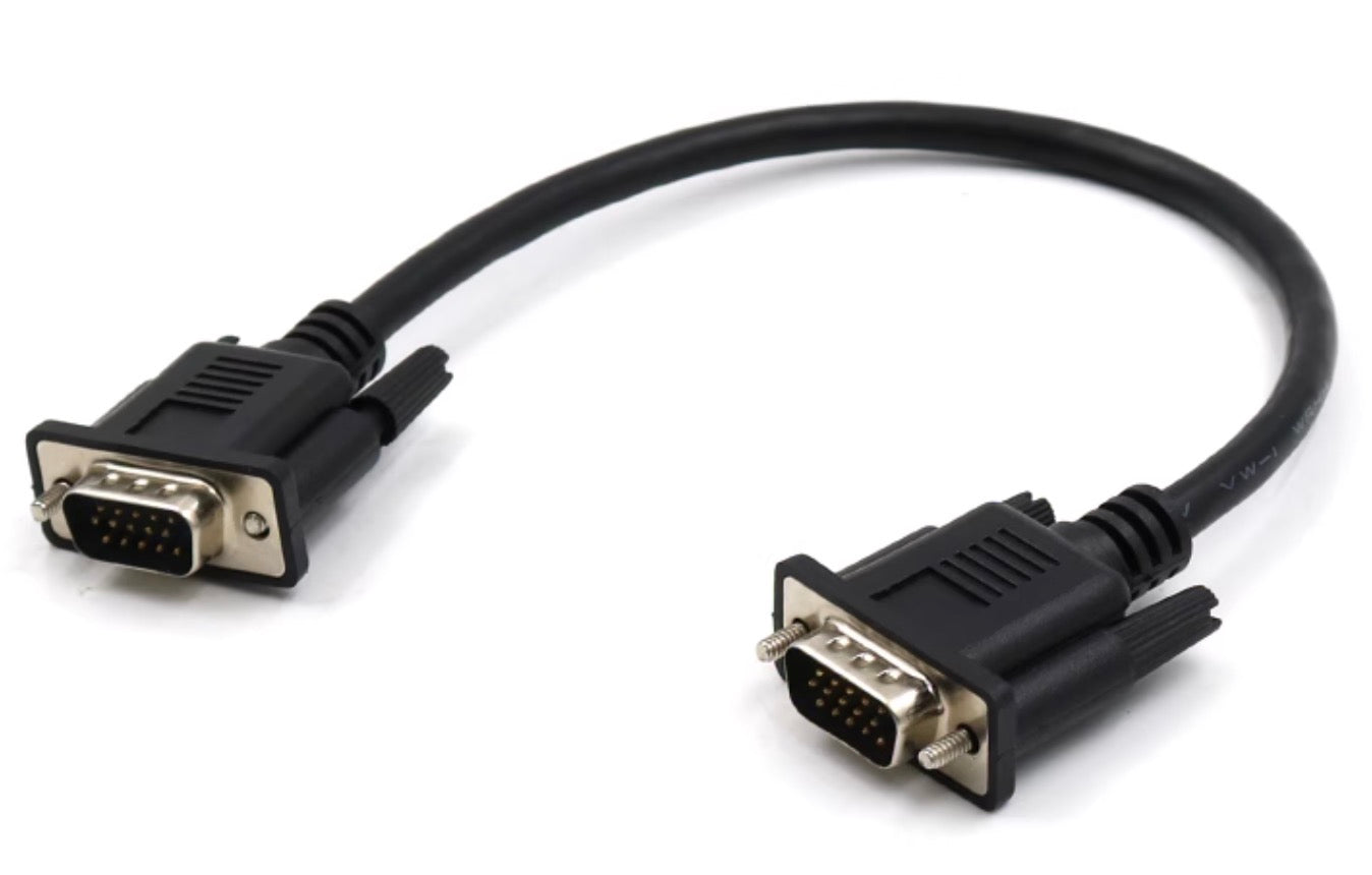 VGA 15-Pin Female-to-Female-Male Extension Cable 0.3m (30cm) – For PC Monitors & TVs