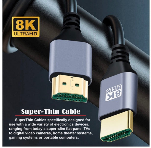 HDMI 2.1 Type-A Male to Male Ultra Thin HDTV Cable 8K 0.5m