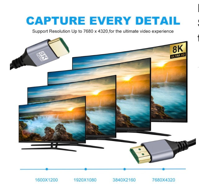 HDMI 2.1 Type-A Male to Male Ultra Thin HDTV Cable 8K 0.5m