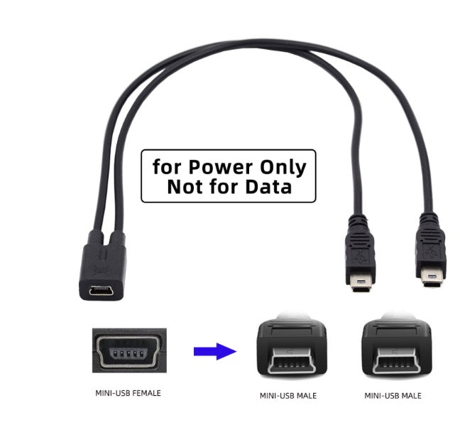 Mini USB 2.0 Female to Dual Mini USB 5Pin Male Splitter Extension Charge Cable 0.3m