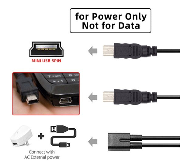 Mini USB 2.0 Female to Dual Mini USB 5Pin Male Splitter Extension Charge Cable 0.3m