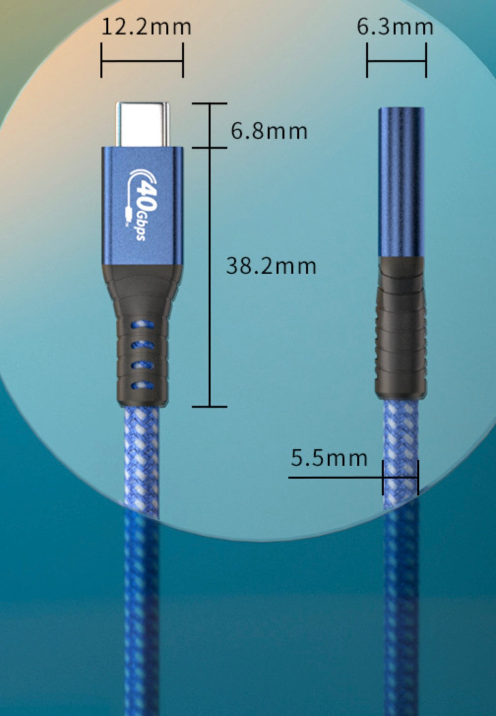 USB-C Male to Female PD 100W Thunderbolt Extension Cable USB4 40Gbps 5A 8K 0.2m