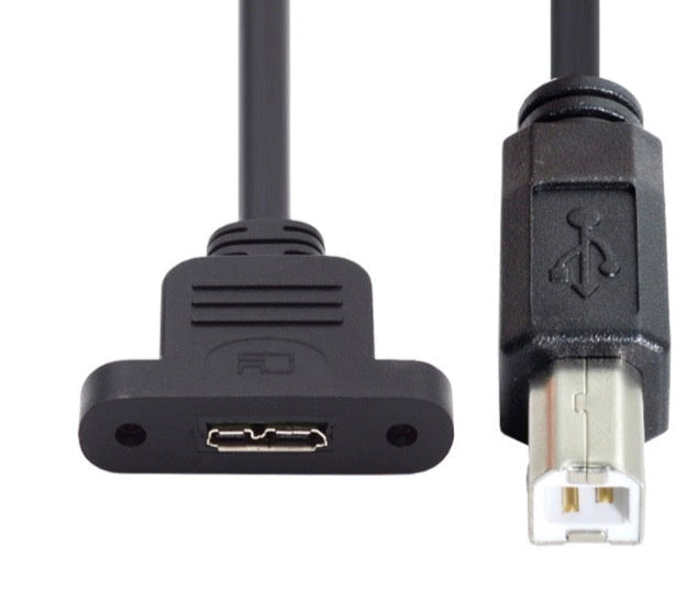 Type-B USB 2.0 Male to Micro B Female Screw Mount Type Extension Cable 480Mbps