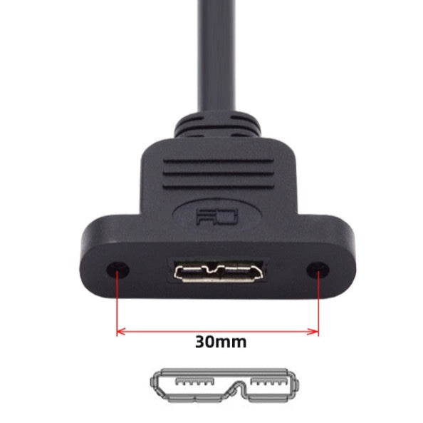 Type-B USB 2.0 Male to Micro B Female Screw Mount Type Extension Cable 480Mbps