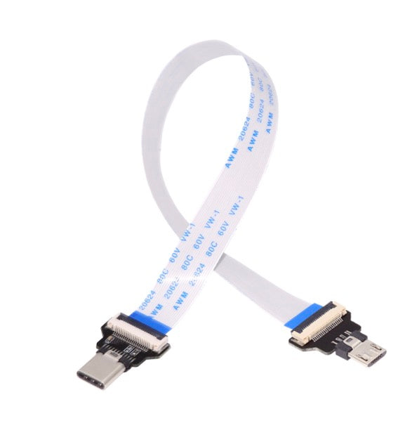USB C Male Host to 5Pin Micro USB 2.0 Male Target Data OTG Flat Slim FPC Cable