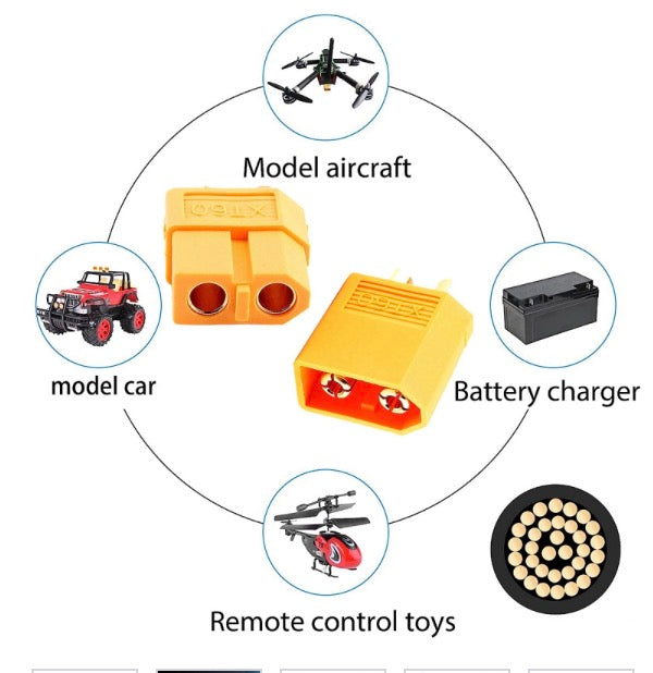 XT60 Male to Female 12AWG Extension Cable for RC Battery Portable Power Station Solar Panel
