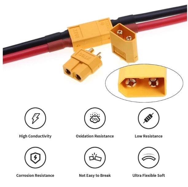 XT60 Male to Female 12AWG Extension Cable for RC Battery Portable Power Station Solar Panel