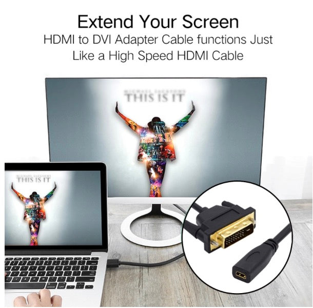 DVI 24+1 Male to Micro HDMI 1.4 Type-D 4K Female Extension Cable
