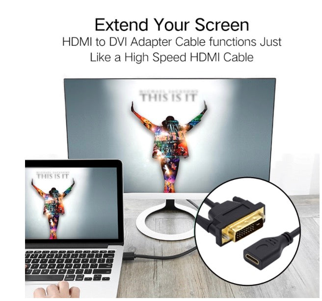 DVI 24+1 Male to Mini HDMI 1.4 Type-C 4K Female Extension Cable