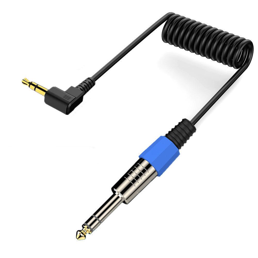 6.5mm to 3.5mm Stereo Cable, 1/8 to 1/4 Elbow Guitar Loudspeaker Coiled Audio Connector
