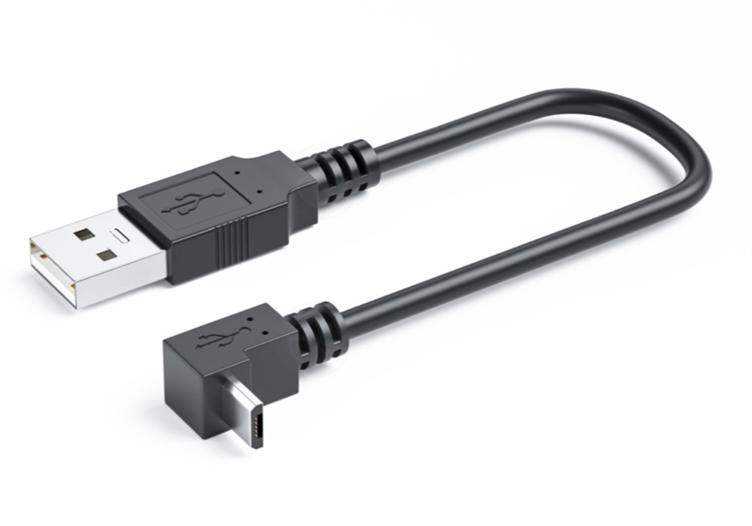 Micro USB 5-Pin to USB 2.0 Type-A Data & Charging Cable – Up Angle Connector
