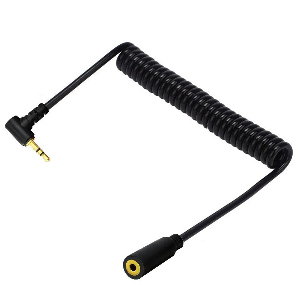 2.5mm angled stereo extension cable with coiled flexible design