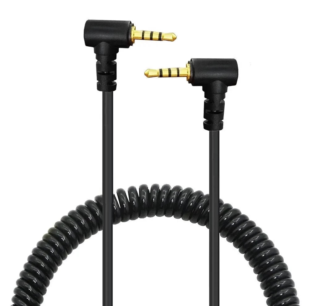2.5mm 4 pole TRRS angled coiled stereo headset audio cable