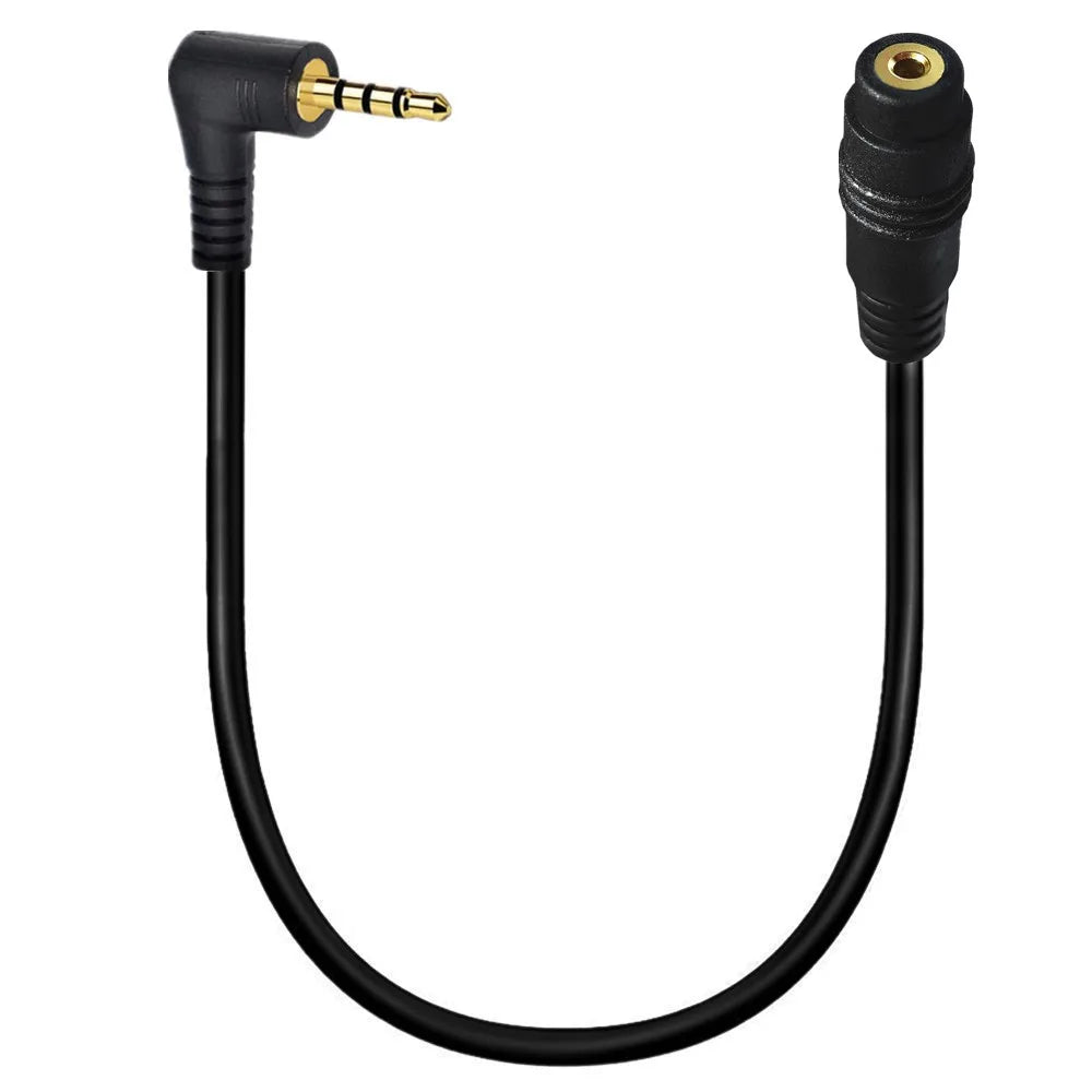 2.5mm TRRS angled male to female extension cable showing connector layout