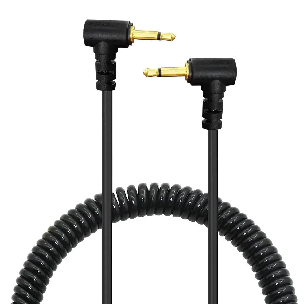 2.5mm TS mono angled spring audio cable with gold-plated connectors