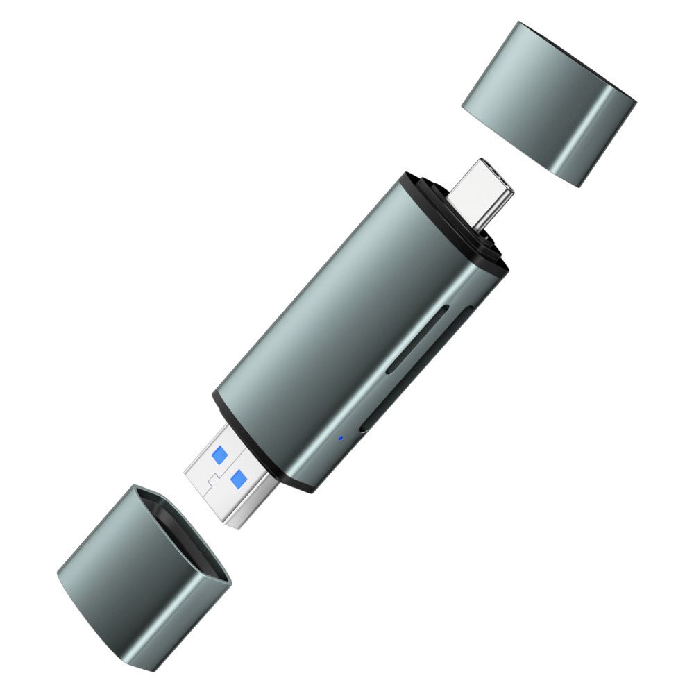 2-in-1 USB-C and USB 3.0 SD TF card reader with aluminum body