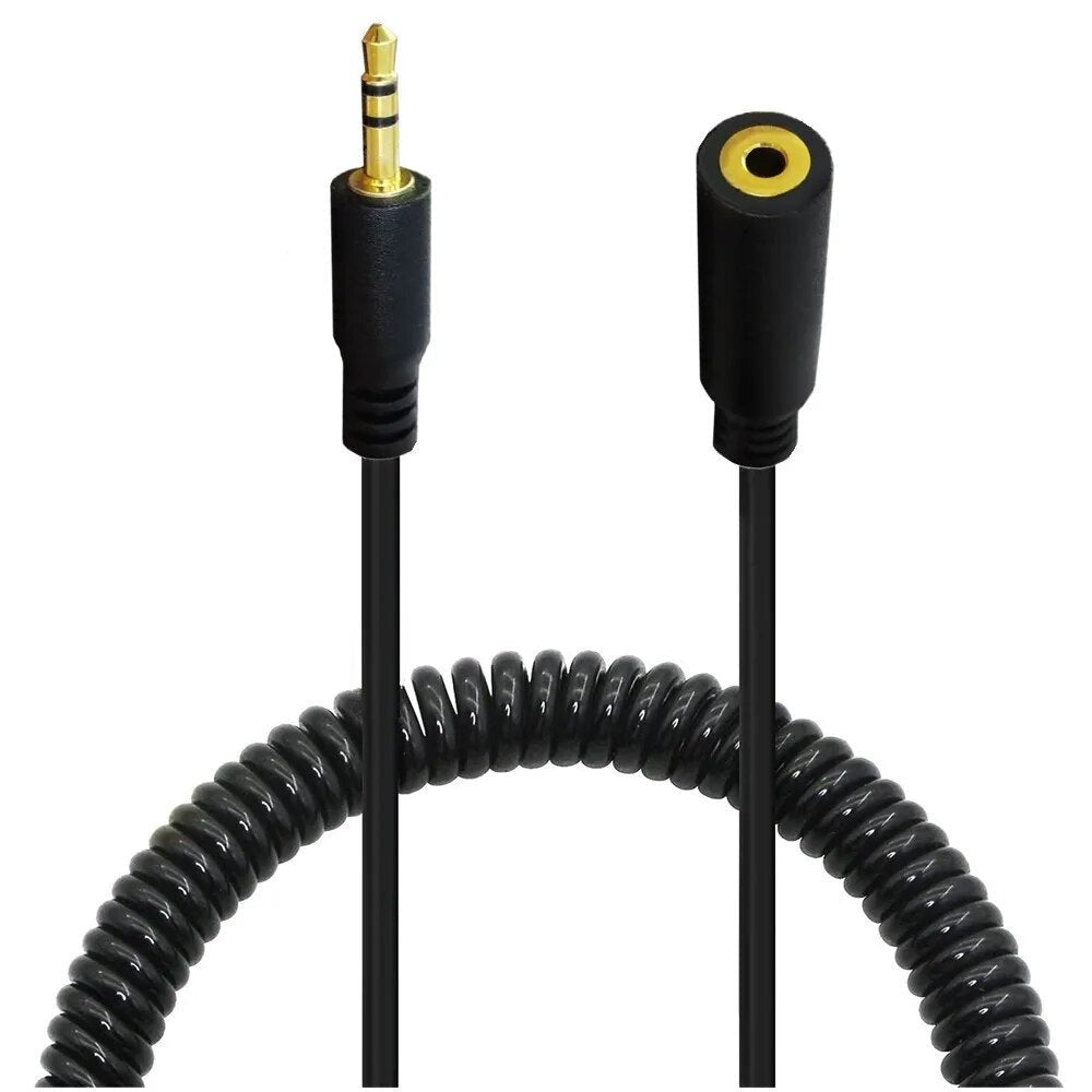 2.5mm 3Pole Male Jack to Female Stereo Audio Extension Coiled Cable