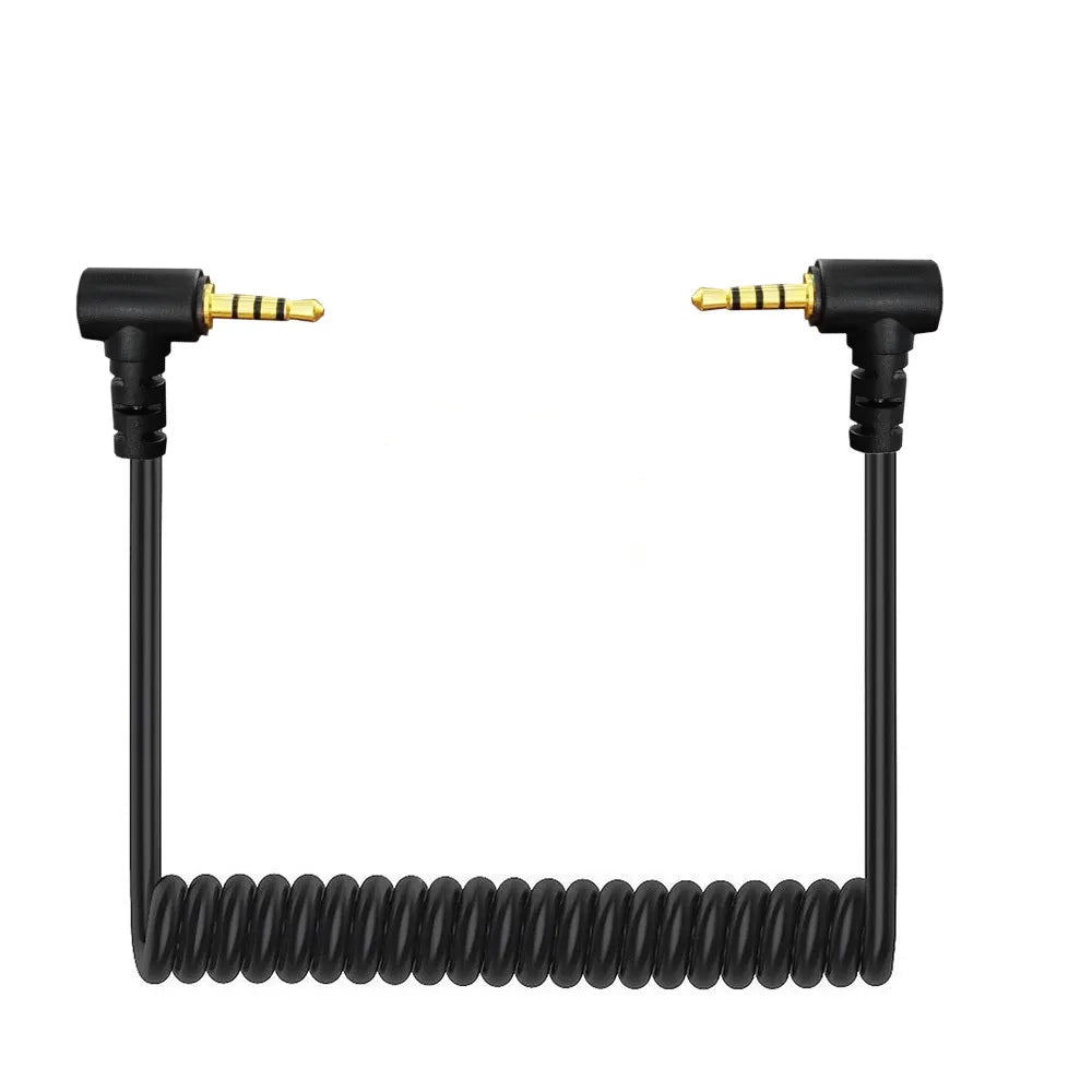 2.5mm 4 Pole to 2.5mm 4 Pole TRRS Stereo Headset Angle Coiled Audio Cable