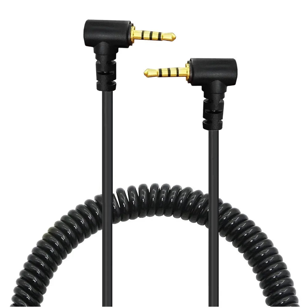 2.5mm 4 Pole to 2.5mm 4 Pole TRRS Stereo Headset Angle Coiled Audio Cable