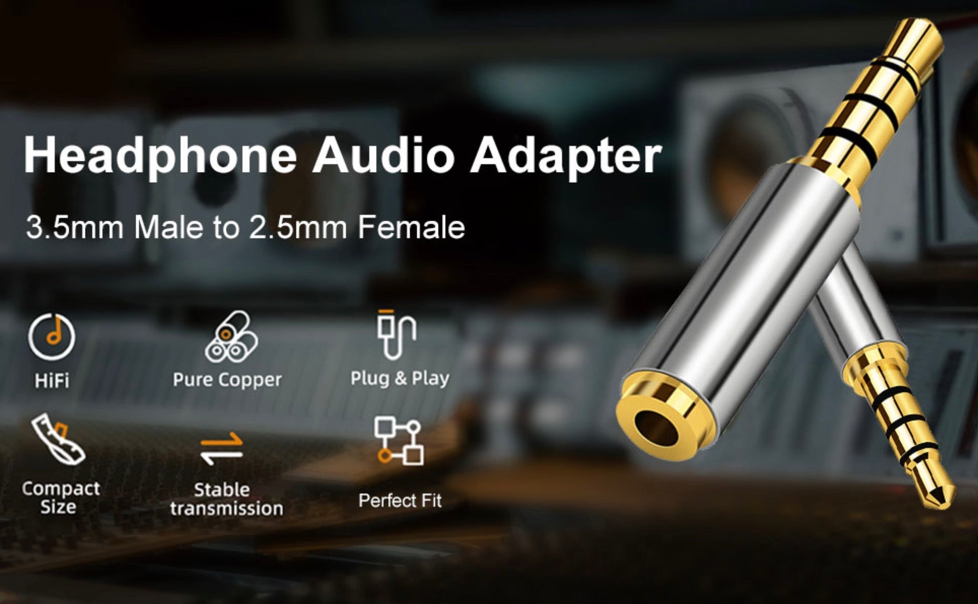 2.5mm TRRS male to 3.5mm female stereo headphone audio adapter balanced 4-pole converter