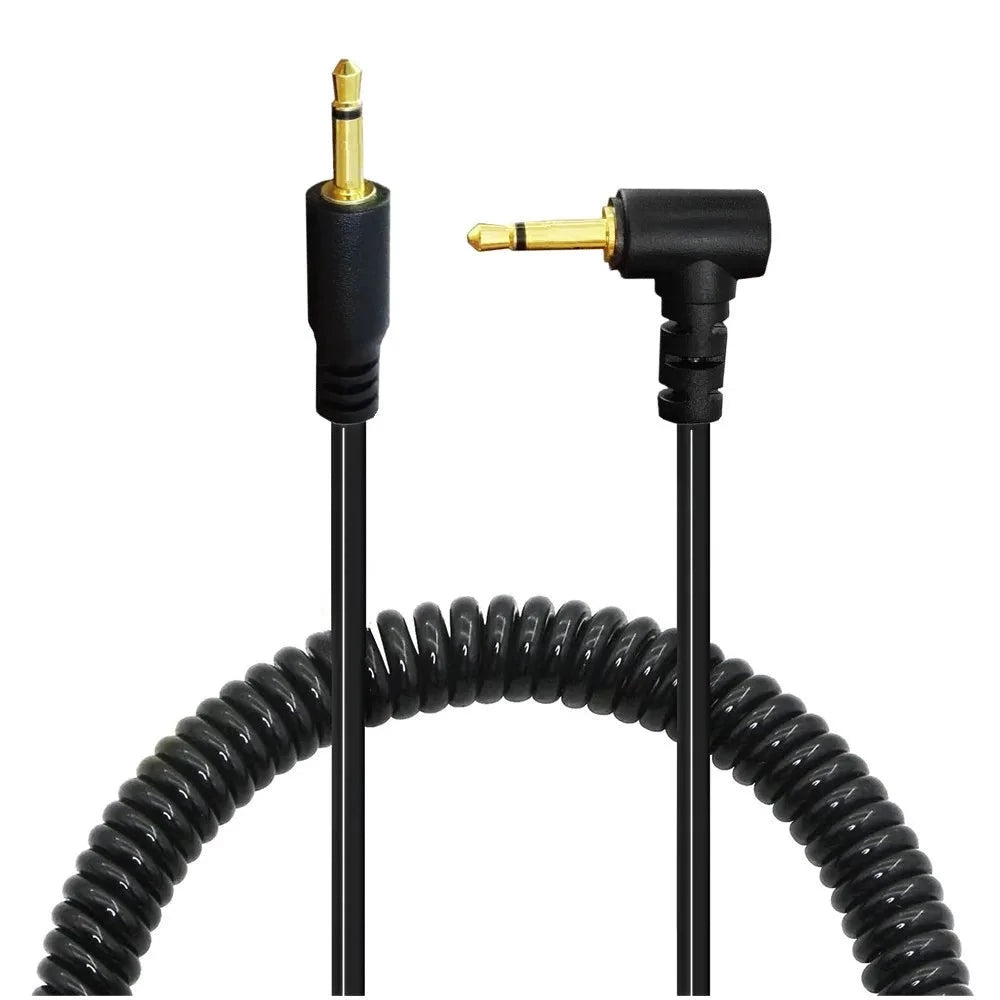 2.5mm 1/8" TS Monaural Mini Mono Audio Jack Male to Male Angled Coiled Cable