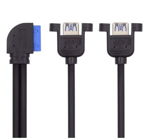 20 pin header to dual USB 3.0 female panel mount cable