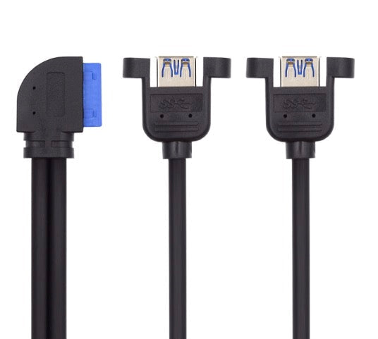 20 pin header to dual USB 3.0 female panel mount cable