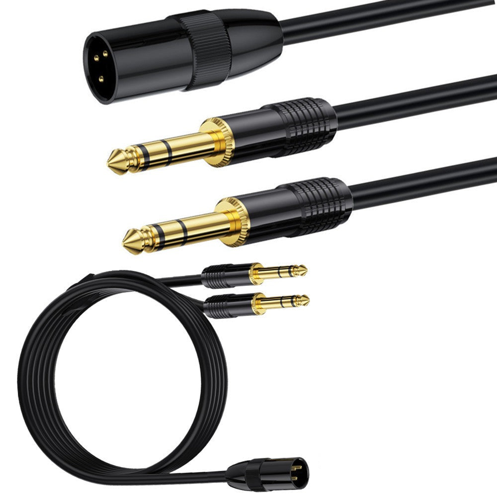 XLR Male to Dual 6.35mm 1/4'' TRS Male Microphone Stereo Unbalanced Audio Converter Y Splitter Cable