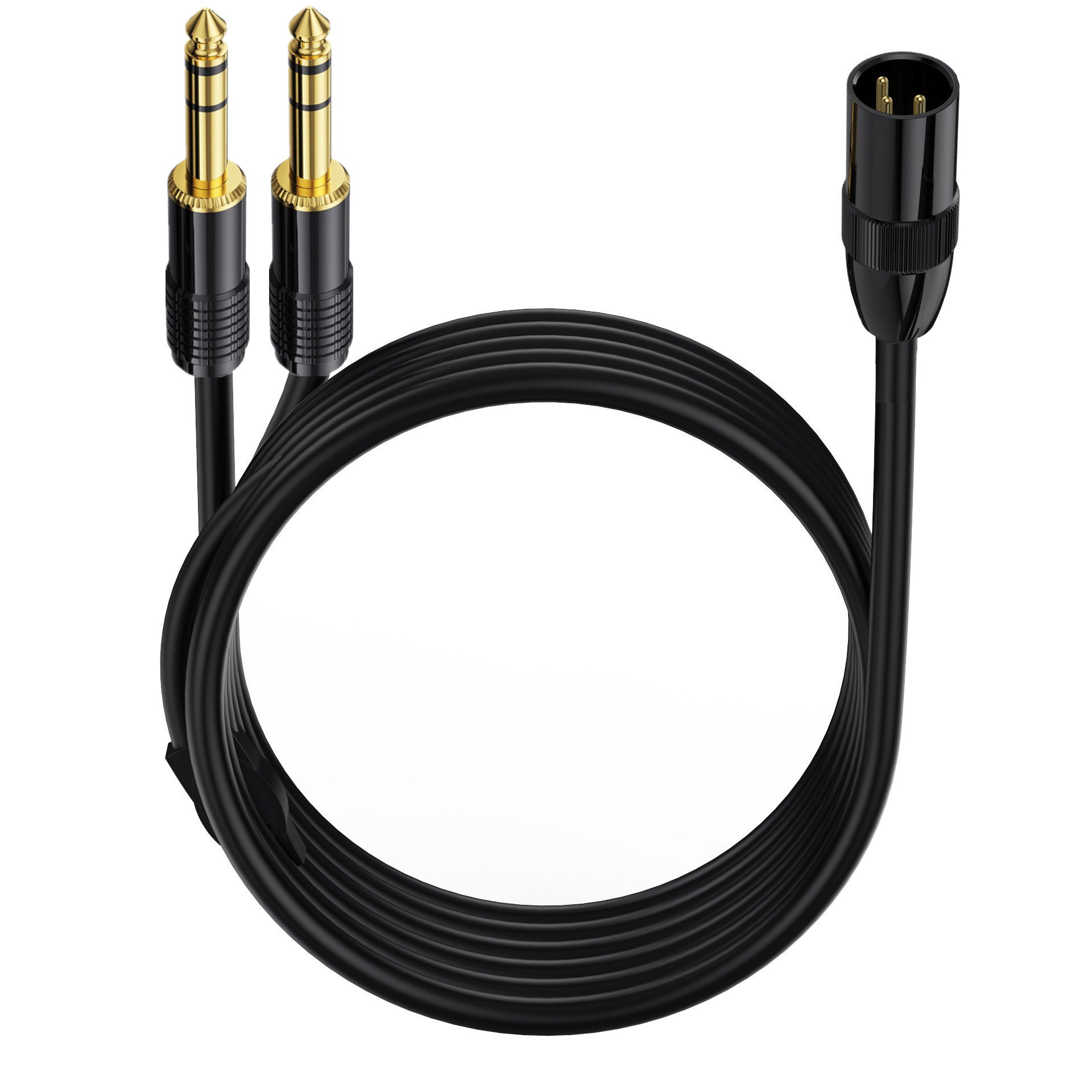 XLR Male to Dual 6.35mm 1/4'' TRS Male Microphone Stereo Unbalanced Audio Converter Y Splitter Cable