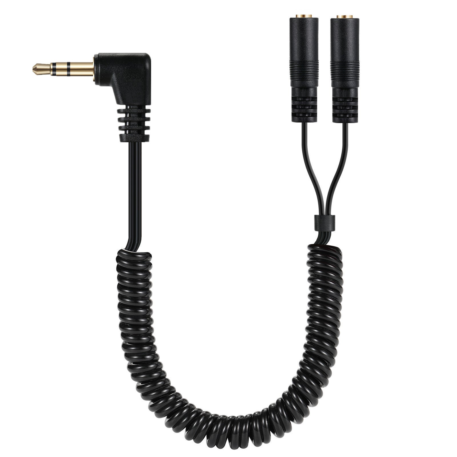 3.5mm angled male to dual female headphone splitter cable
