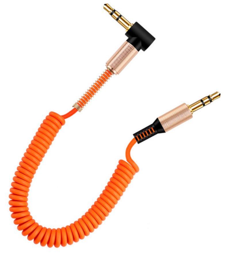 3.5mm coiled AUX cable male to male stereo