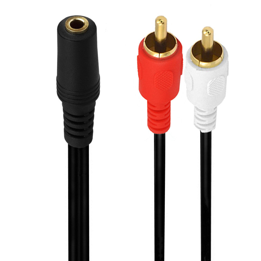 3.5mm female to dual RCA male stereo audio splitter cable