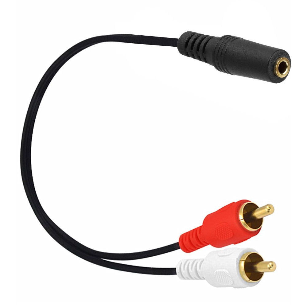 3.5mm female to dual RCA male stereo audio splitter
