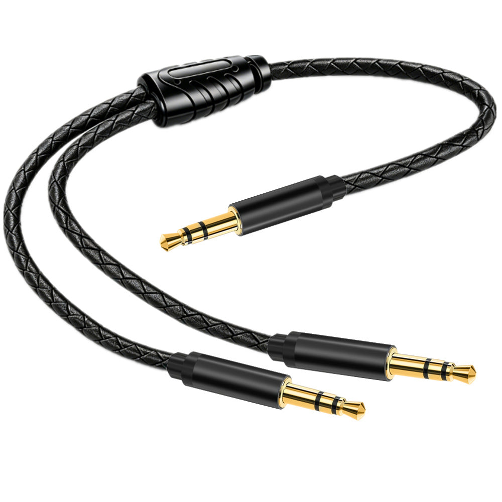 Gold plated 3.5mm male to dual male audio splitter cable