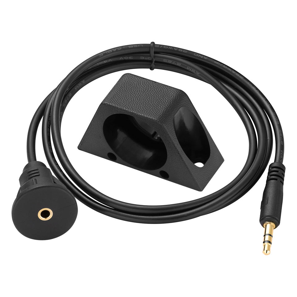 3.5mm panel mount AUX socket installed