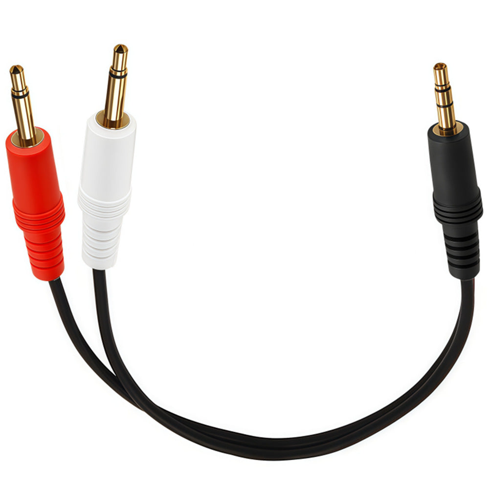 3.5mm stereo breakout cable with red right and white left mono plugs