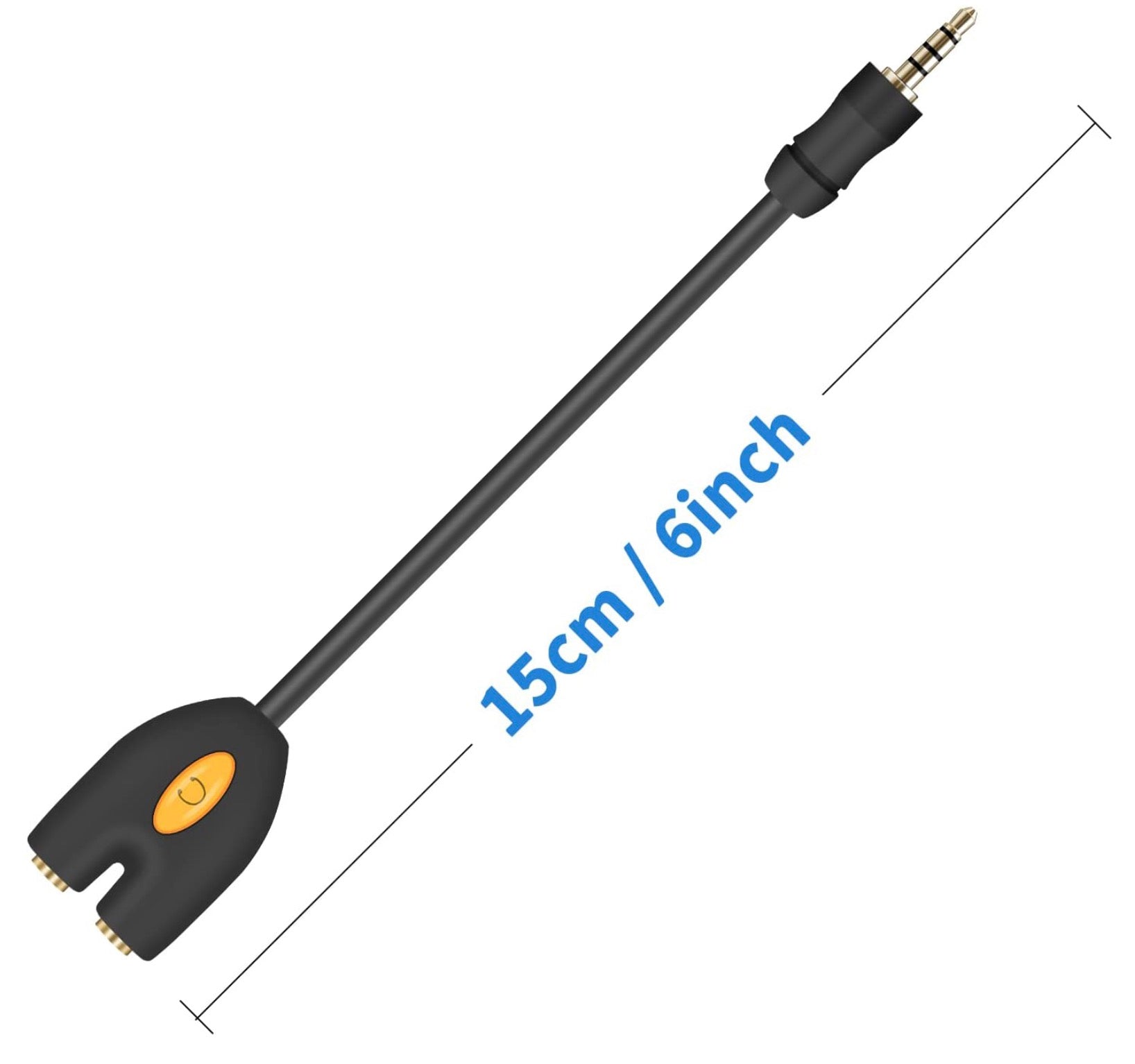 3.5mm TRRS headset splitter cable black 15cm